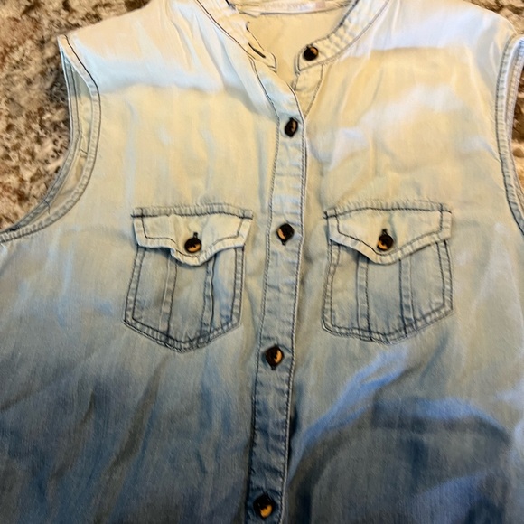 S Given Kale Women's Lyocell Shirt Dress Blue Sleeveless Summer Fall Denim Raw H - Picture 7 of 11